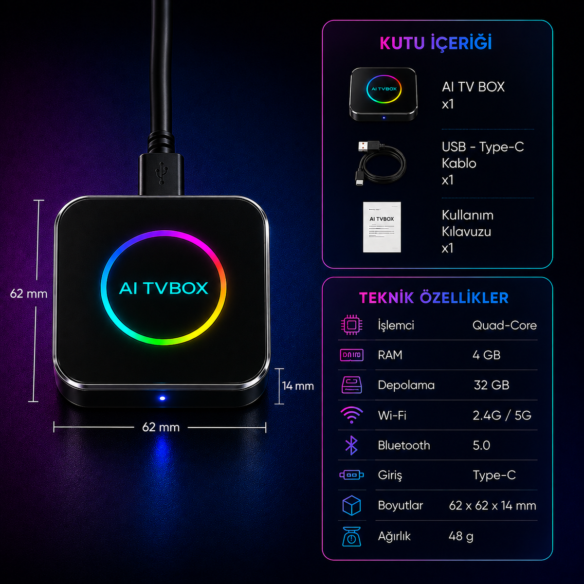 Carplay Uyumlu Android 14 Multimedya Smartbox