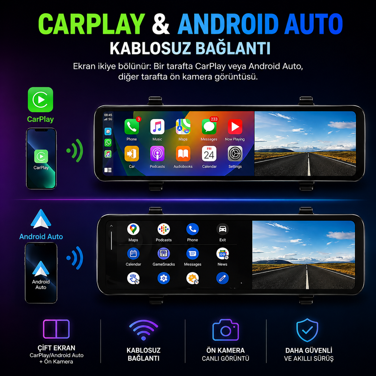 BLAZECAR Akıllı Carplay dikiz aynası